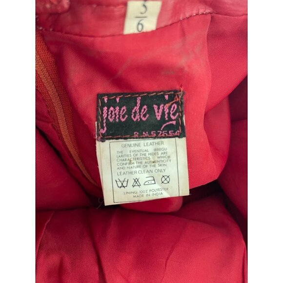 Joie De Vie Vintage Womens Skirt Size 6 Red Leather Snap Slit Mini India - Picture 7 of 7